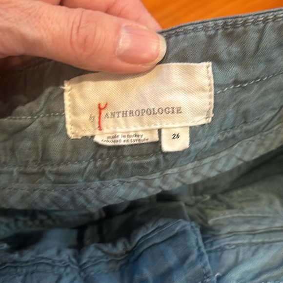 ANTHROPOLOGIE 26 Blue Zebra Print Cargo Chino Pants The Wanderer Linen Blend - Picture 8 of 10